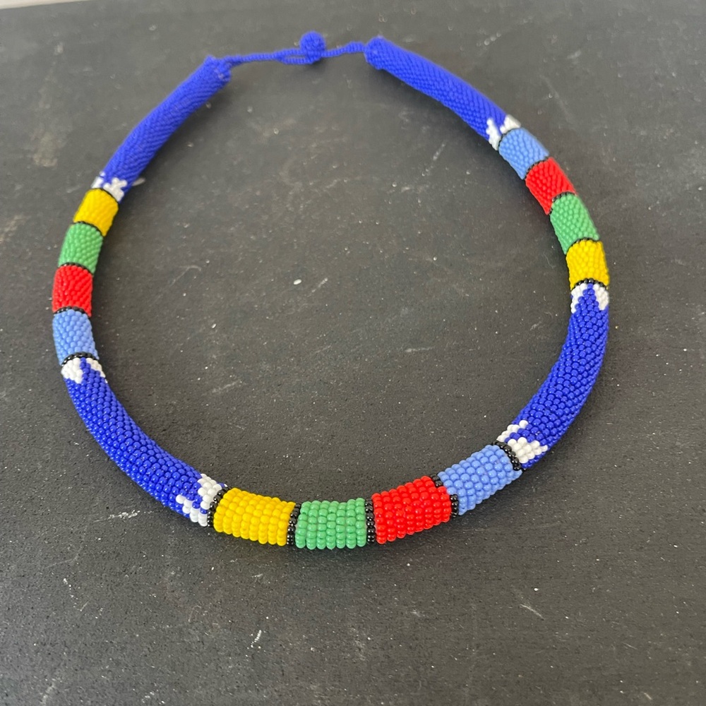 Beaded Zulu Tribal Necklace African Jewelry Traditional Rope Maasai Handmade